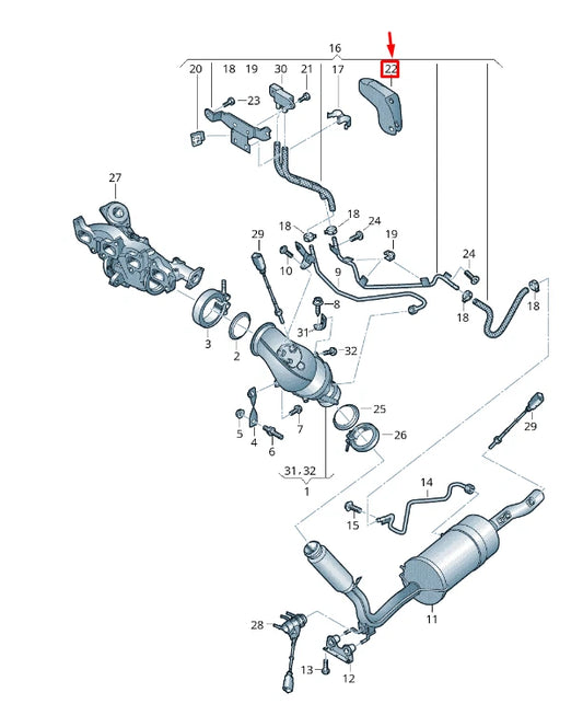 NEW VW TRANSPORTER T6 DIFF CONTROL LINE HEAT PROTECT. SLEEVE 04L971461M