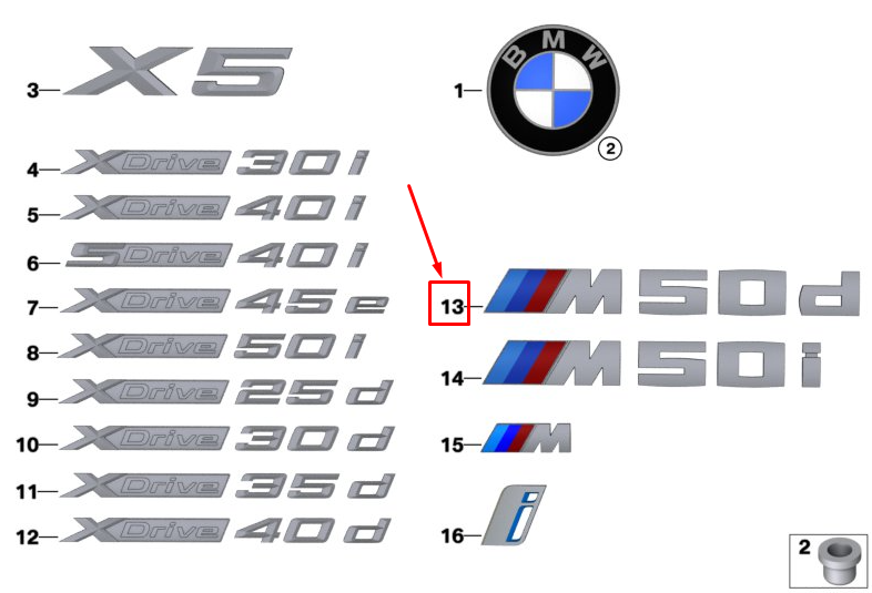 new bmw x5 g05 m50dx lettering 51148092662 original