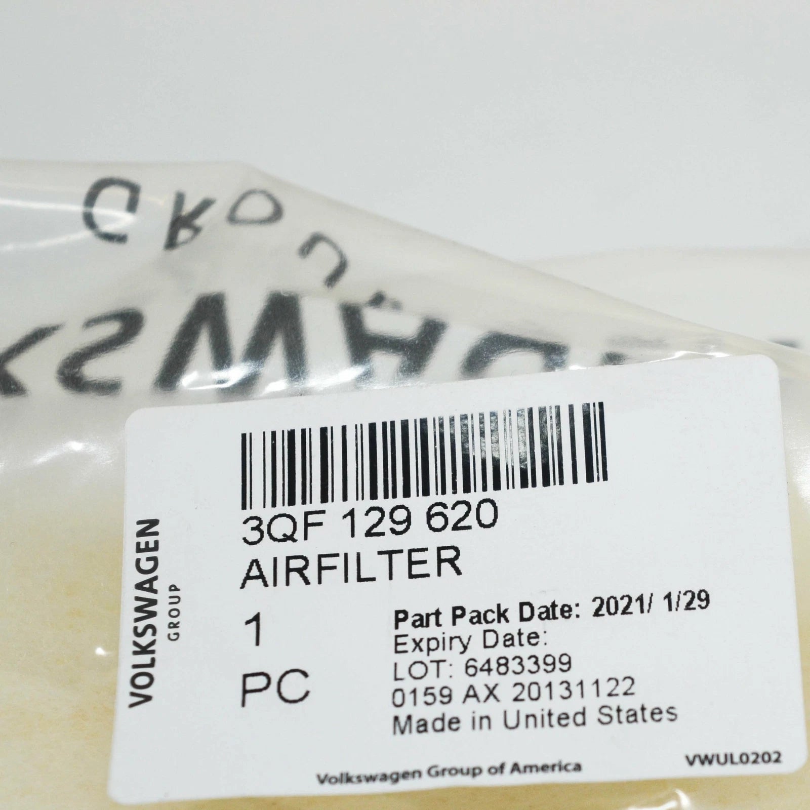 NEW VOLKSWAGEN ATLAS CROSS SPORT CA1 AIR FILTER ELEMENT 3QF129620 ORIGINAL