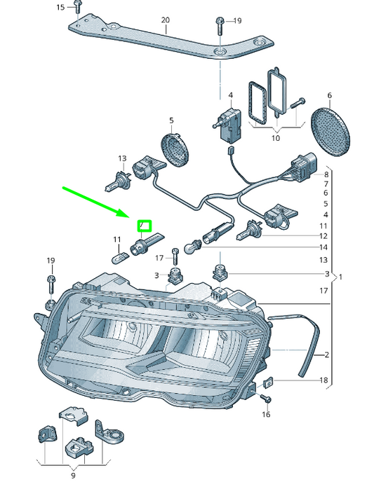 new vw tiguan ad mk2 front headlight turn signal bulb mounting 5na953123