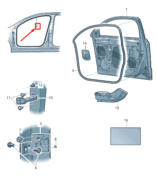 new skoda superb mk2 3t front right inner door seal rubber 3t0867365a original