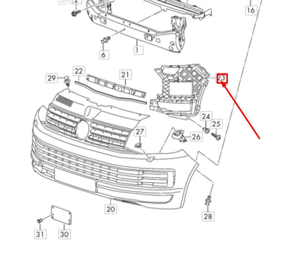 NEW VW TRANSPORTER T6 FRONT LEFT BUMPER GUIDE PROFILE 7E0807177A ORIGINAL