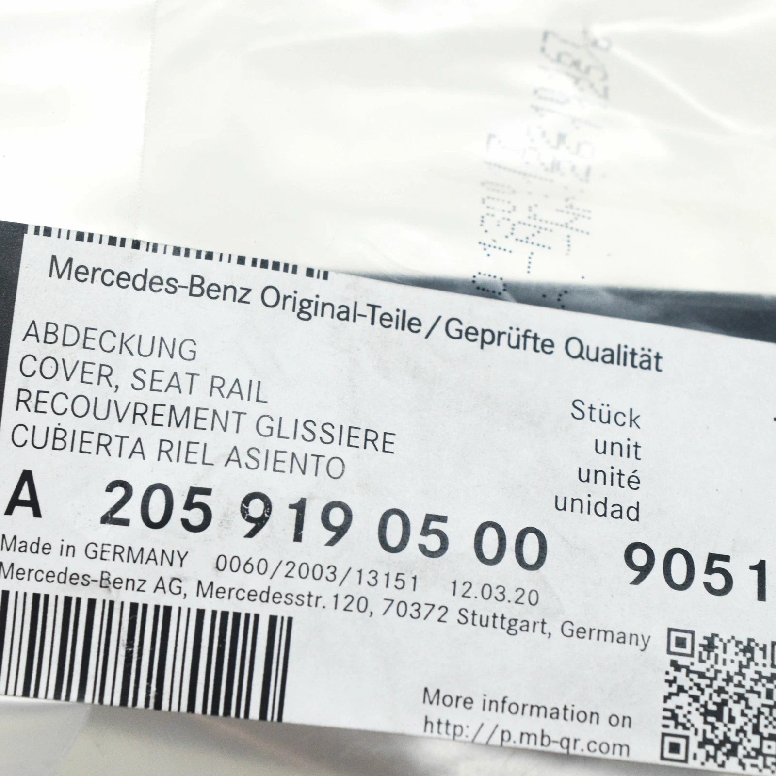 NEW MB C W205 REAR LEFT OUTER SEAT TRACK COVER A20591905009051 ORIGINAL