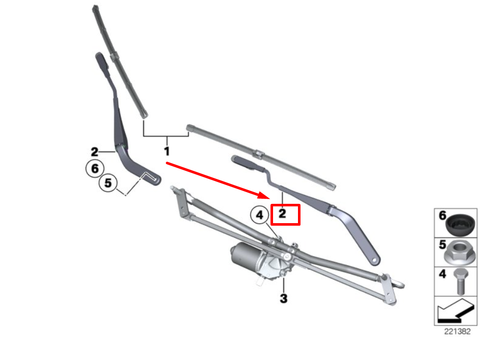 new mini r60 front right windshield wiper arm rhd 9449975 61619449975 original