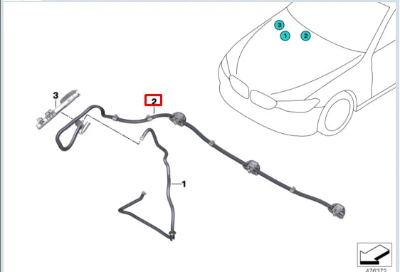 NEW BMW 5 G30 WINDSHIELD WASHER NOZZLE HOSE 61667388756 ORIGINAL