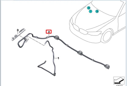 NEW BMW 5 G30 WINDSHIELD WASHER NOZZLE HOSE 61667388756 ORIGINAL