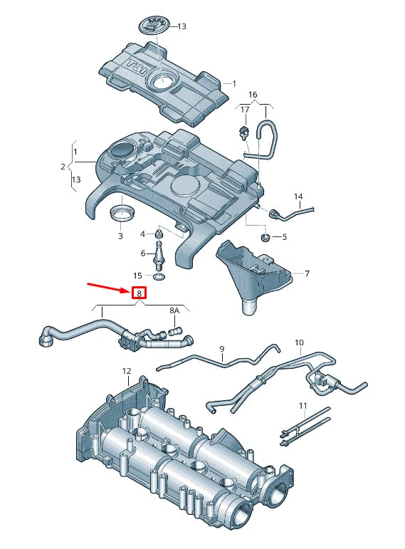 NEW VW TIGUAN 5N BREATHER VENT HOSE 03C103474AA