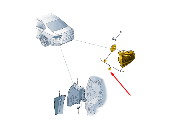 new skoda enyaq iv rear inner right side taillight lhd 5le945308 original