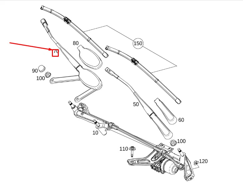 NEW MERCEDES-BENZ GLB X247 FRONT RIGHT WIPER ARM LHD A2478201701 ORIGINAL