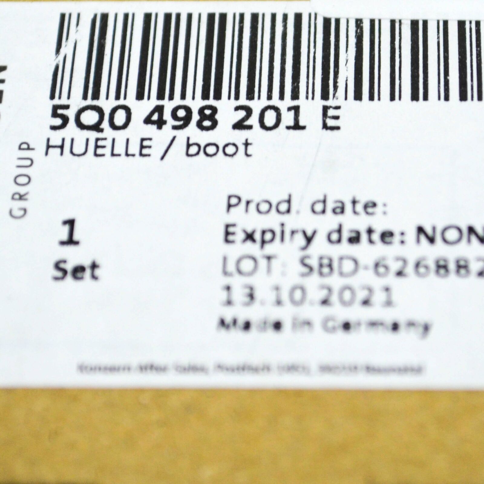 NEW VOLKSWAGEN ARTEON 3H7 FRONT LEFT CV JOINT BOOT KIT 5Q0498201E ORIGINAL