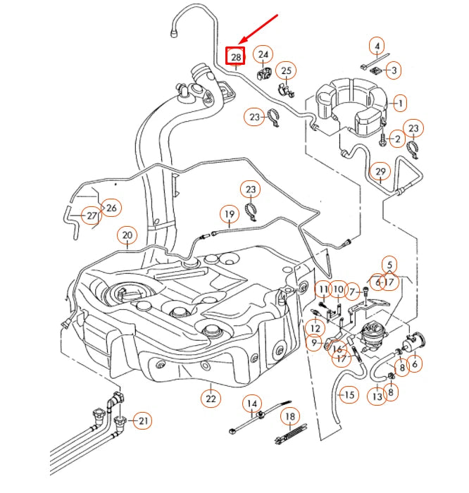 NEW AUDI TT 8J FUEL SYSTEM REAR RIGHT BREATHER LINE 8J0201183C