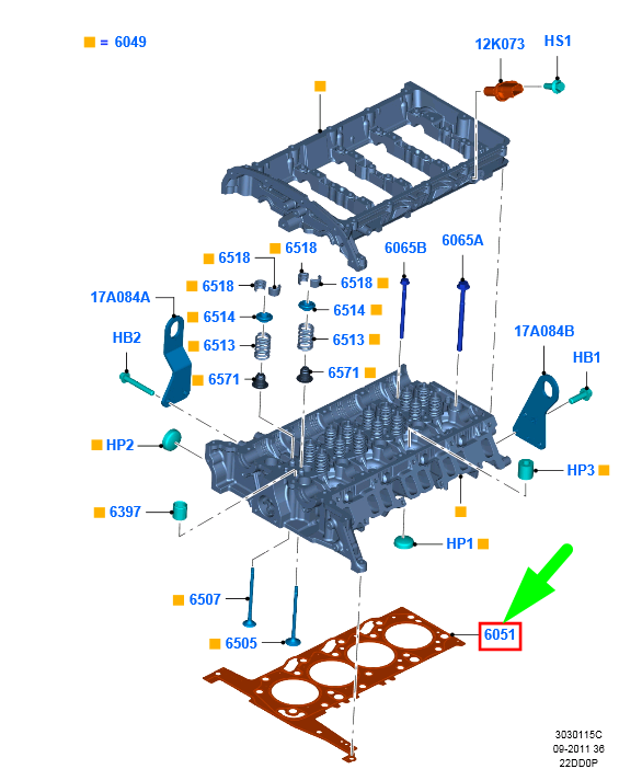 new ford transit mk4 cylinder head gasket bk3q-6051-b1c 1776501 original