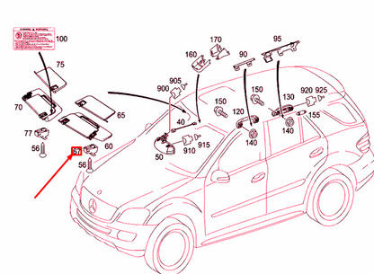 NEW MERCEDES-BENZ ML W164 LEFT SUN VISOR SUPPORT BEARING A25181001129051