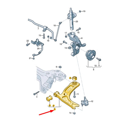 NEW VW GOLF MK7 FRONT RIGHT TRACK CONTROL ARM 5Q0407152AC ORIGINAL
