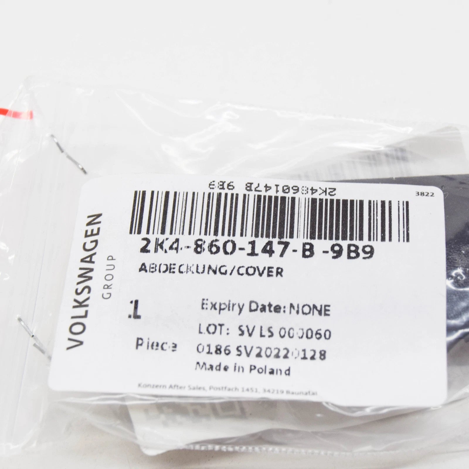 NEW VW CADDY SB MK4 FRONT CENTER LEFT ROOF RAIL COVER 2K4860147B9B9 ORIGINAL