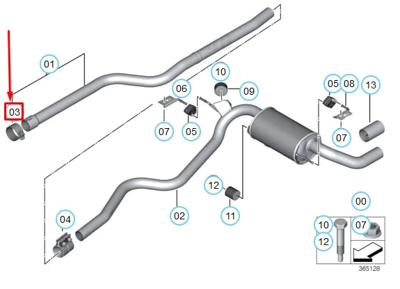 NEW BMW 1 F20 EXHAUST SYSTEM MUFFLER CLAMP 18302327683 2327683 ORIGINAL