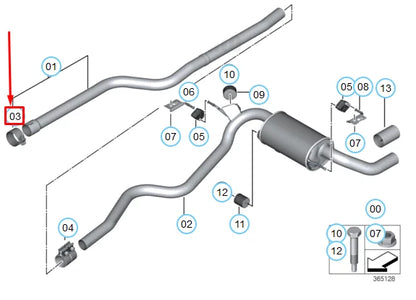 NEW BMW 1 F20 EXHAUST SYSTEM MUFFLER CLAMP 18302327683 2327683 ORIGINAL