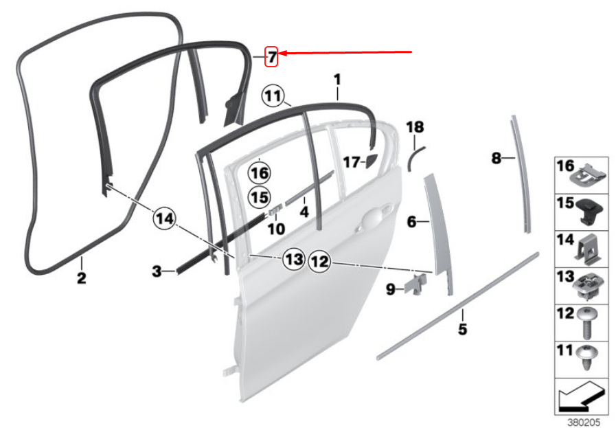 new bmw 3 f30 rear left door ssr window frame cover 51357264361 original