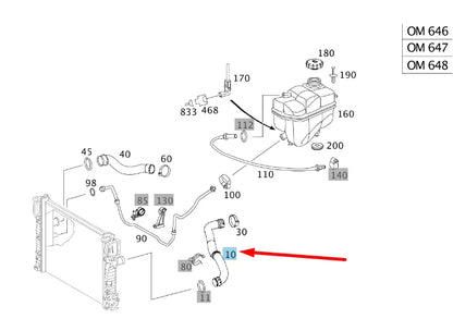 NEW MERCEDES-BENZ E W211 TOP RADIATOR COOLANT HOSE A2115012682 ORIGINAL