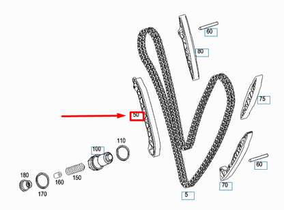 NEW MB C W204 BOTTOM RIGHT TIMING CHAIN GUIDE RAIL A2720521316 ORIGINAL