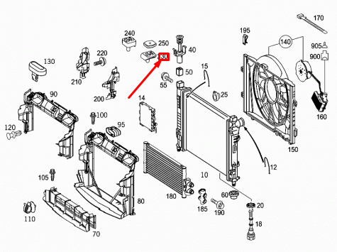 new mercedes-benz clk c209 amg radiator top left bracket a2095010320 original