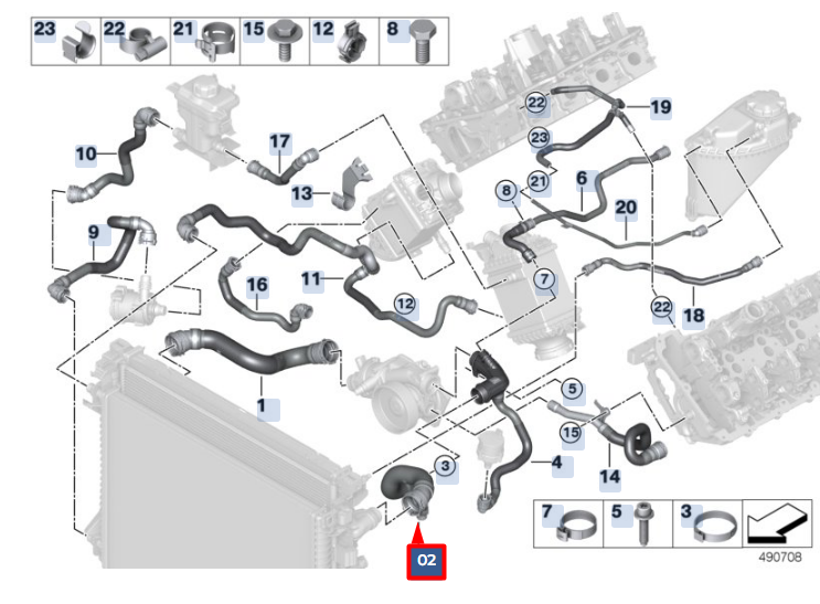 new bmw x6 g06 left side water radiator hose 17129894786 original