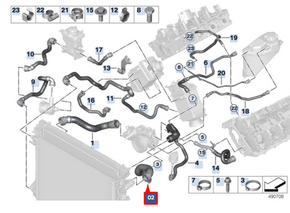new bmw x6 g06 left side water radiator hose 17129894786 original