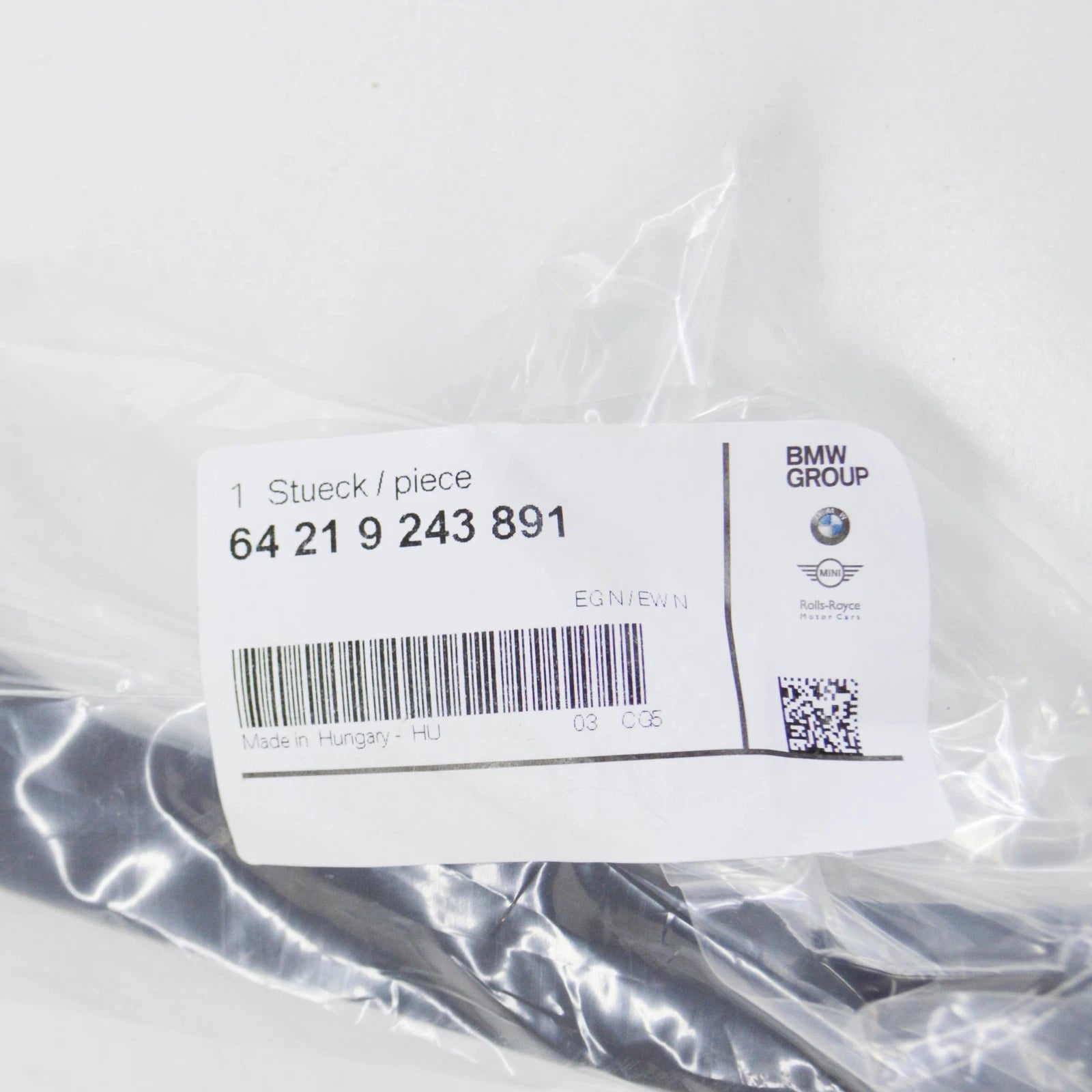 NEW BMW 1 F20 HEATER EXCHANGER RETURN HOSE 64219243891 9243891 ORIGINAL