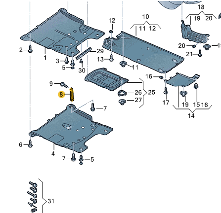 NEW AUDI A1 SPORTBACK GBA RIGHT UNDERBODY BRACKET MOUNT 2Q0825922B ORIGINAL