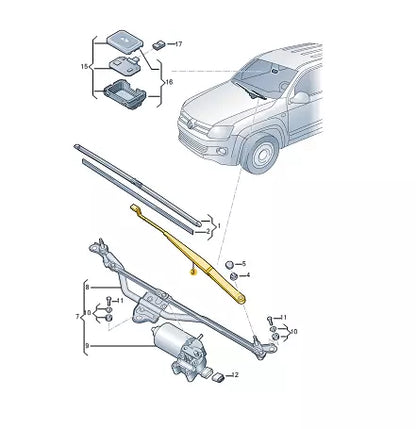 NEW VOLKSWAGEN AMAROK 2H FRONT WIPER ARM LHD 2H1955410B ORIGINAL