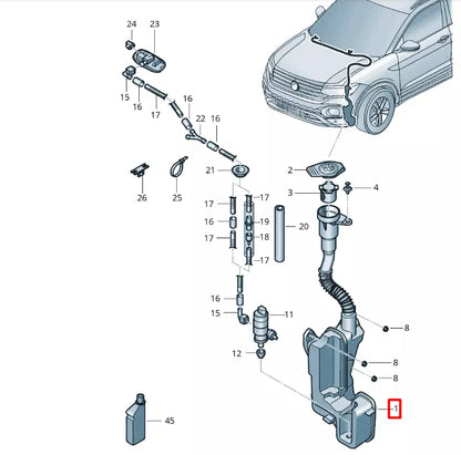 NEW VOLKSWAGEN T-CROSS C11 WINDOW WASHER TANK RESERVOIR 2GM955453C ORIGINAL