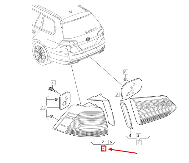 NEW VW GOLF MK7 VARIANT REAR RIGHT OUTER TAILLIGHT 5G9945096E ORIGINAL