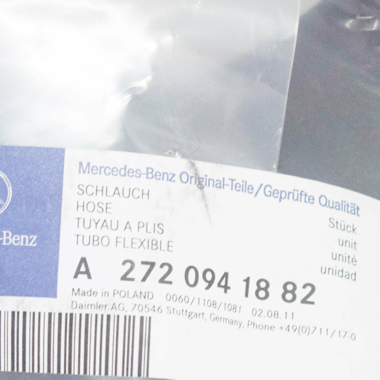 NEW MERCEDES-BENZ SLK R171 RIGHT AIR DUCT HOSE A2720941882 ORIGINAL