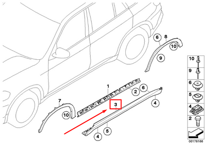 new bmw x5 e70 right door sill trim 7191242 51777191242 original