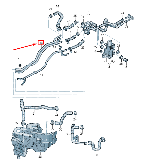 new audi q5 fy engine coolant pipe 80a265235ag original