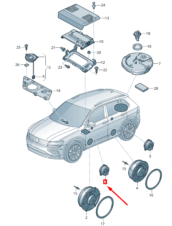 NEW VOLKSWAGEN TIGUAN AD1 FRONT DOOR TREBLE SPEAKER 3CN035411A ORIGINAL