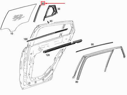 new mercedes-benz glc x253 rear right door window divider a2537308200 original