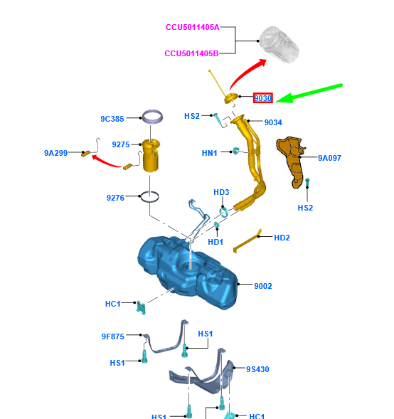 new ford ka mk2 fuel tank filler cap as51-9030-aa 1732651 original