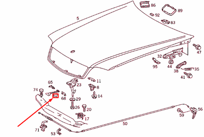 NEW MERCEDES-BENZ SL R129 ENGINE HOOD HANDLE A1298870127 ORIGINAL