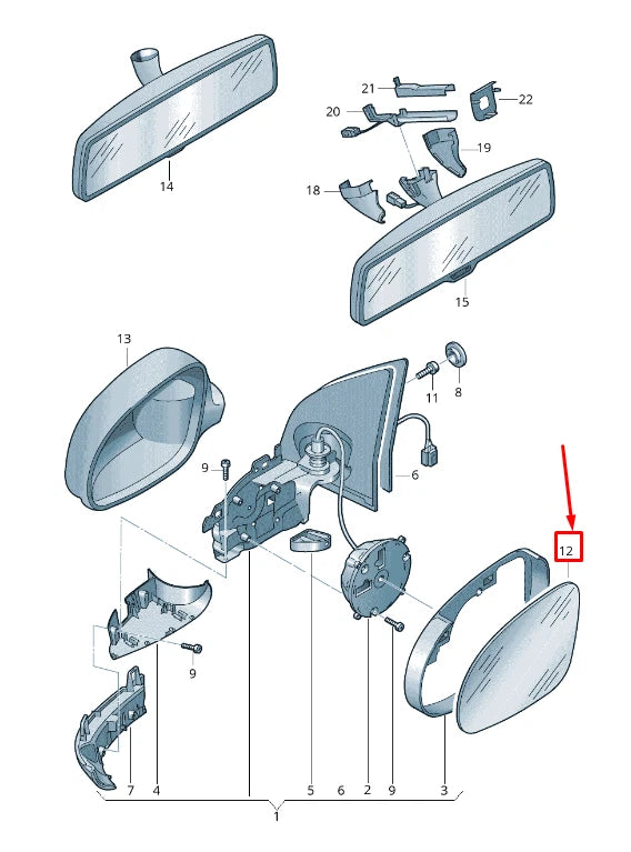 NEW VW GOLF V 1K MK5 FRONT RIGHT DOOR MIRROR GLASS RHD 5M0857522J ORIGINAL