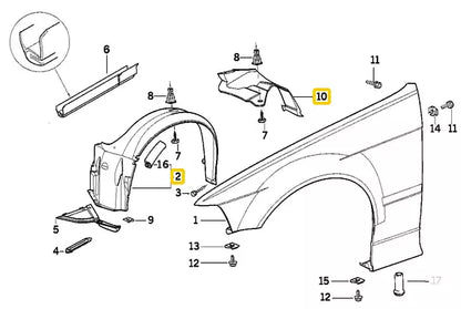 NEW BMW 3 E36 FRONT LEFT INNER FENDER LINER 8151561 51718151561 ORIGINAL