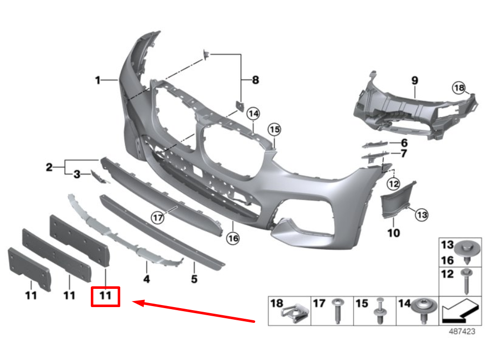 bmw x3 g01 front bumper number plate carrier 8064629 51138064629 2020 16046891
