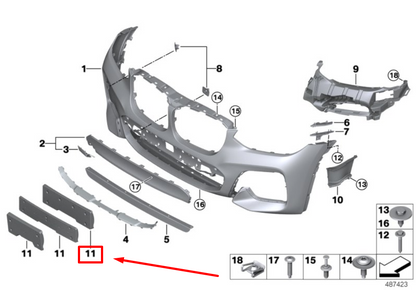 bmw x3 g01 front bumper number plate carrier 8064629 51138064629 2020 16046891