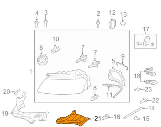 NEW AUDI A5 08-11 HEADLIGHT MOUNTING BRACKET LEFT 8T0941453A