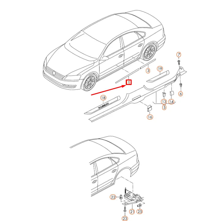 NEW VOLKSWAGEN PASSAT B8 FRONT RIGHT DOOR PROTECTIVE TRIM 561853516A2ZZ ORIGINAL