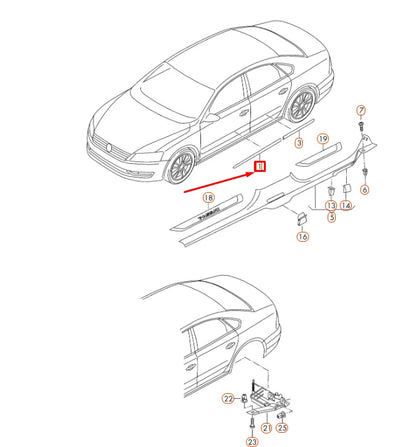 NEW VOLKSWAGEN PASSAT B8 FRONT RIGHT DOOR PROTECTIVE TRIM 561853516A2ZZ ORIGINAL