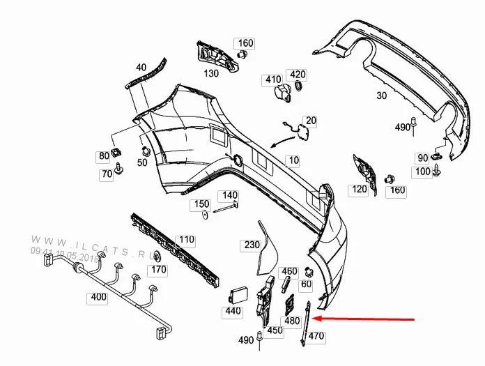 NEW MERCEDES-BENZ A-CLASS W176 REAR BUMPER LEFT GRILLE TRIM A1768850053 ORIGINAL