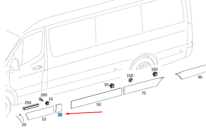 NEW MB SPRINTER W907 RIGHT B-PILLAR PROTECTIVE STRIP A91069076009K83 ORIGINAL