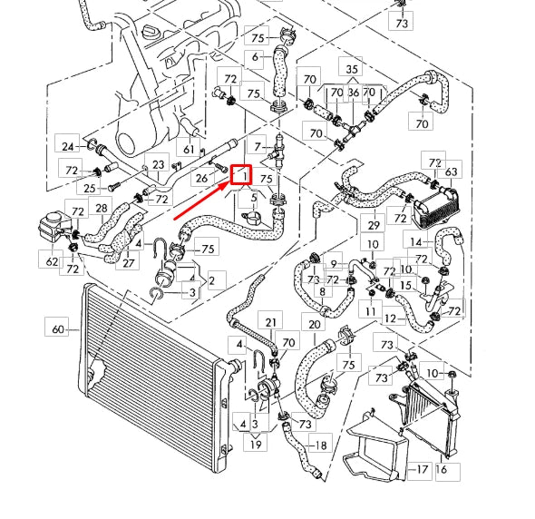NEW AUDI A3 8P RADIATOR LOWER COOLANT HOSE 3C0122051BK ORIGINAL