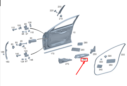 new mercedes-benz s w223 front right door center absorber a2237256200 original